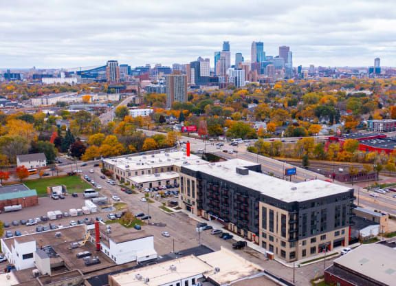 Drone Exterior View at Tyler Street Stacks, Minneapolis, 55413