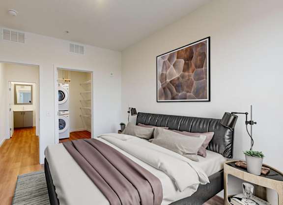 Beautiful Bright Bedroom With Wide Windows at Tyler Street Stacks, Minneapolis Minnesota