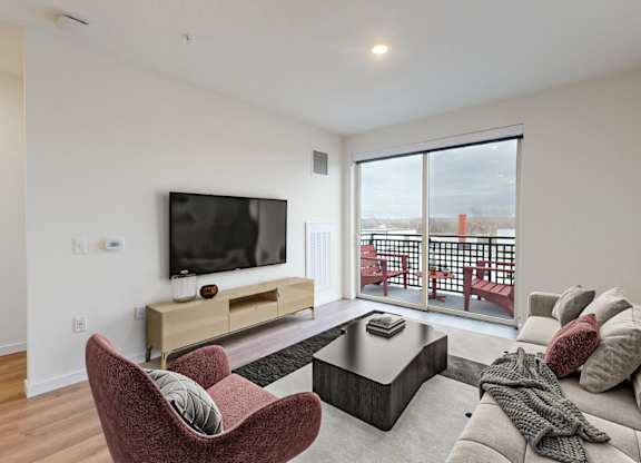 Living Room With Balcony at Tyler Street Stacks, Minneapolis, 55413