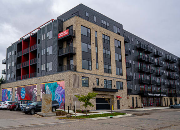 a large apartment building at Tyler Street Stacks, Minneapolis, MN 55413