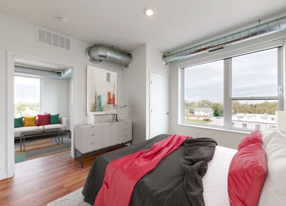Bedroom With Large Window at Tyler Street Stacks, Minnesota, 55413
