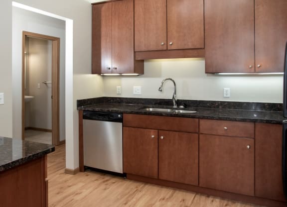 Tons of cabinet space and under cabinet lighting