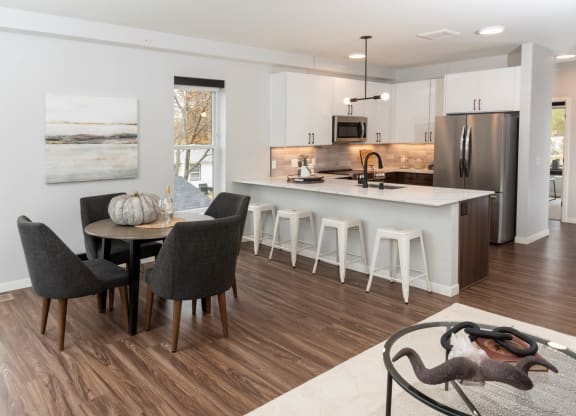 Living, dining and kitchen at Volo at Texa Tonka Apartments , Minnesota, 55426