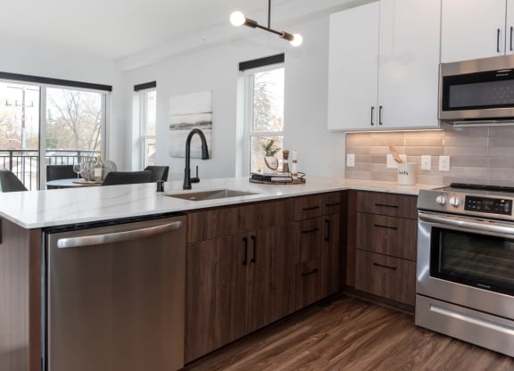 Wooden cabinets at Volo at Texa Tonka Apartments , Minnesota