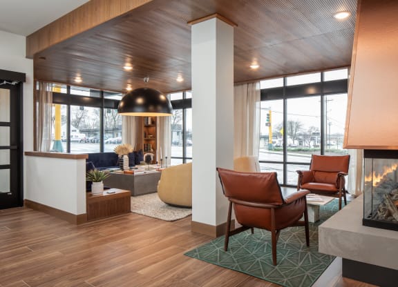 the lobby at the bradley braddock road station apartments