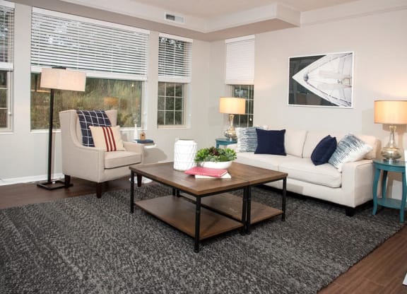 Decorated Living Room at Waterstone Place, Minnetonka, 55305