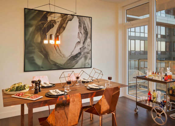 Open concept dining room at SKY Apartments, New York