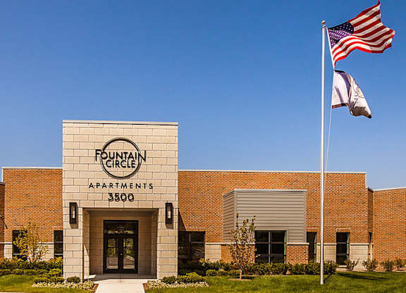 The front of a building with the words