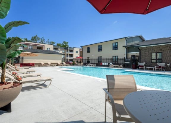 our apartments have a large pool and lounge chairs