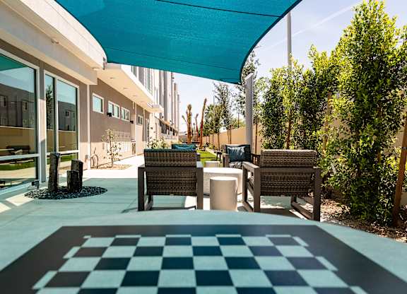 Covered Outdoor Seating at The Glendale Sr Apartments in Northwest Phoenix, AZ