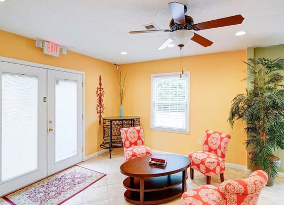 Living Area With Ceiling Fan at Timberstone, North Carolina