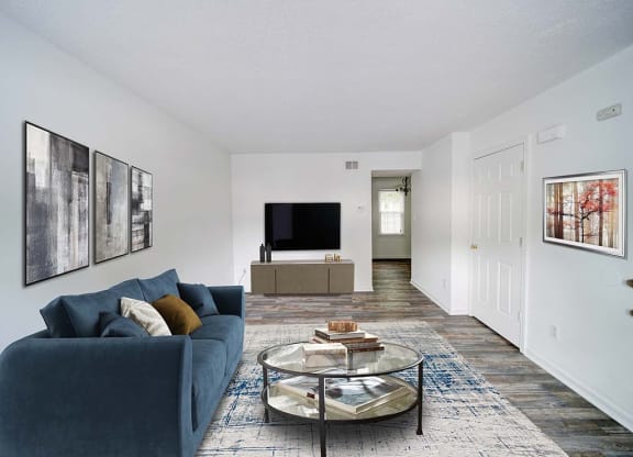 Living Area With TV at Timberstone, Charlotte, NC, 28217