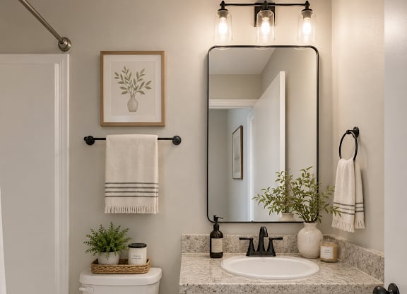 A white toilet sits next to a sink in a bathroom.