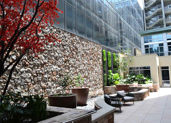 Courtyard with firepits, to vibe and relax