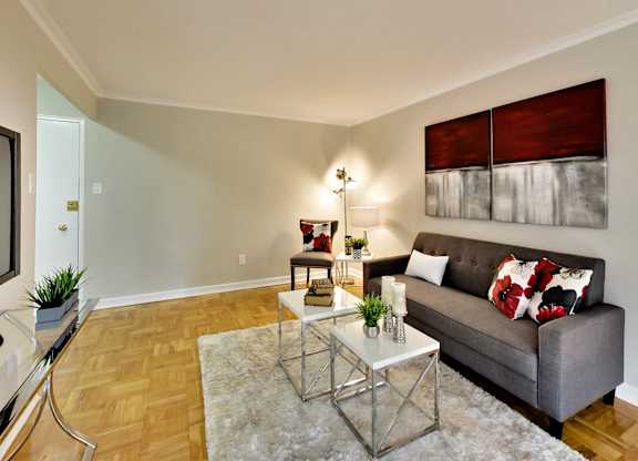 a living room with a couch and a coffee table