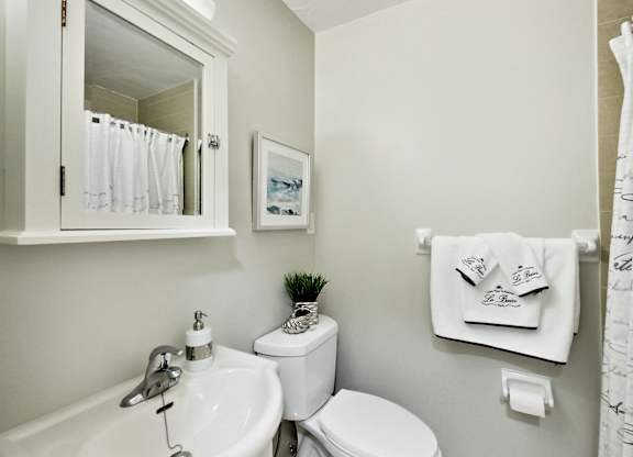 a small bathroom with a mirror and a toilet and a sink
