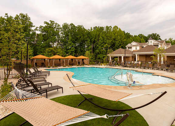 Pool With Cabanas and Chairs; Hammock Park