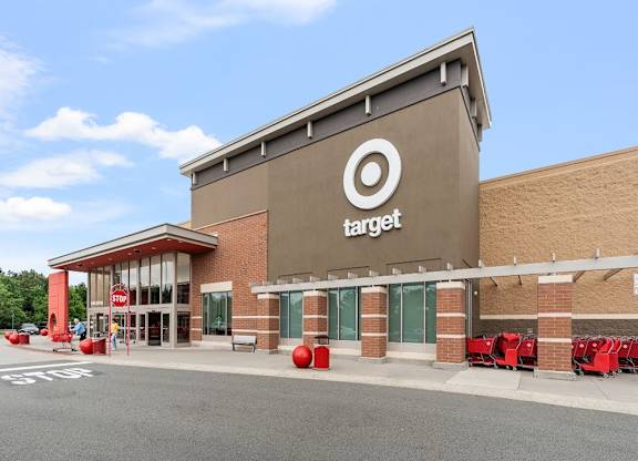 the exterior of a target store with a parking lot