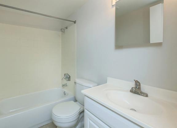 a bathroom with a sink toilet and a bath tub