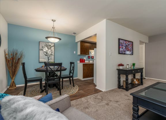 Large Living Room space at Knottingham Apartments in Clinton Township, Mi