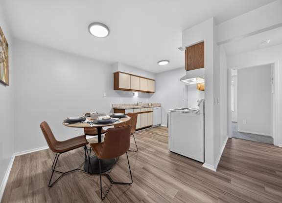 Kitchen and dining area at Lakeside Village Apartments in Clinton Township, MI.