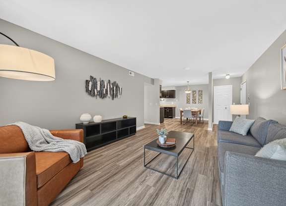 Spacious Living Room at Lakeside Village Apartments in Clinton Township, MI.