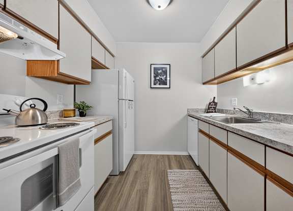 Efficient kitchen at Eastwood Village Apartments in Clinton Township, MI.