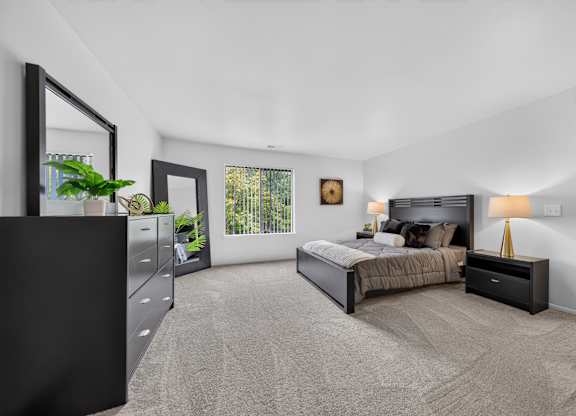 Spacious bedroom with ample storage space  at Franklin River Apartments in Southfield, MI.