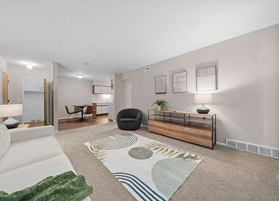 Open concept Living-Dining at Lakeside Village in Clinton Township