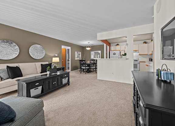 Furnished living room at Park Lane Apartments, Southfield, MI, 48033