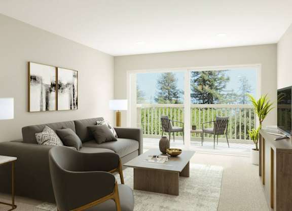 Living room with balcony at The Reserve
