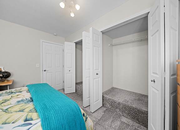 Spacious Bedroom walk-in closet at Three Oaks Apartments, Troy, Michigan