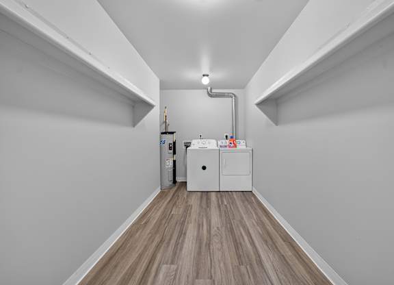 In-unit laundry and ample storage at Woodland Villa Apartments in Westland, MI.