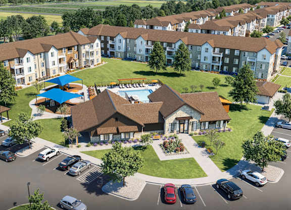 Aerial View of Large Apartment Complex at Anson Crossing Apartments, Maxwell, TX 