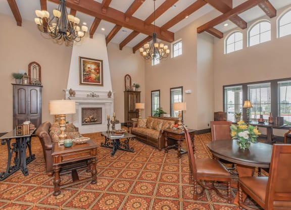 Clubhouse With Fireplace at Mariposa at Clear Creek Webster 55+ Apartments, Webster 