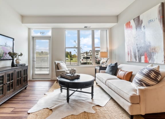 Model Apt Living Room at Orville Commons, Woodbury, 55129