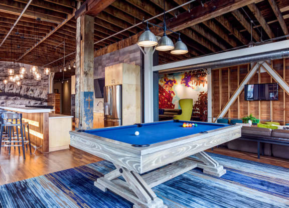 Rooftop Clubroom Billiards Table  at A-Mill Artist Lofts, Minneapolis, Minnesota