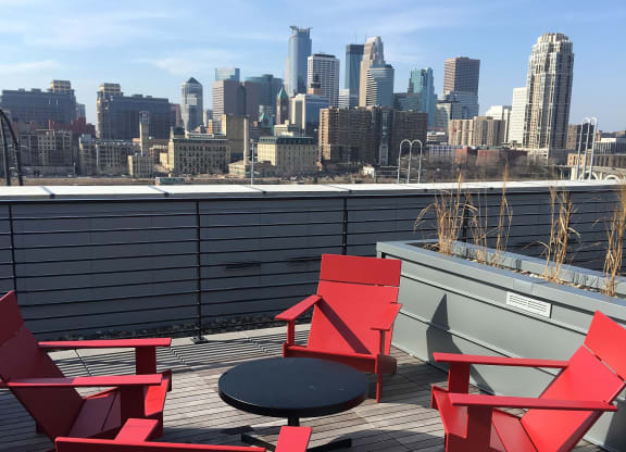 Rooftop_Red Chairs at A-Mill Artist Lofts, Minnesota, 55414