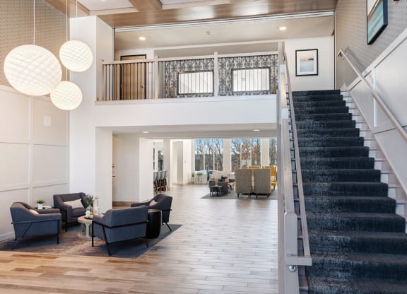 Lobby With High Ceiling at The Bluffs at Liberty Glen, St. Cloud, Minnesota