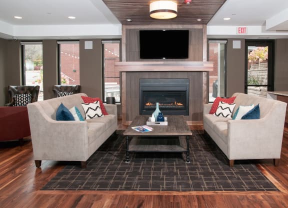 Clubroom With TV at The Cambric Senior Apartments, St. Paul Minnesota