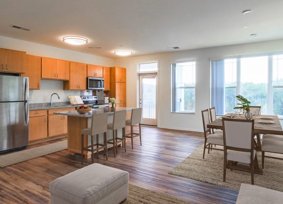 Kitchen With Dining Area at Haven at Congaree Pointe 55+ Apartments, South Carolina