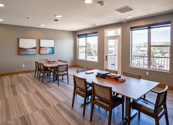 table and chair at Heritage at Church Ranch 55+ Apartments, Colorado, 80021