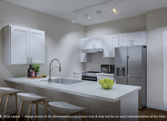 ADA Kitchen Rendering at The Landings at Silver Lake Village, Minnesota