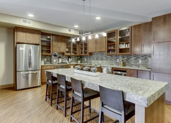 Community Kitchen at The Legends at Silver Lake Village 55+ Apartments, St. Anthony, Minnesota