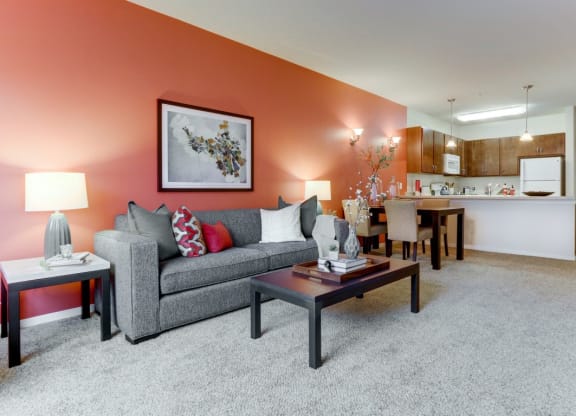 Living Room with couch at The Legends at Silver Lake Village 55+ Apartments, St. Anthony