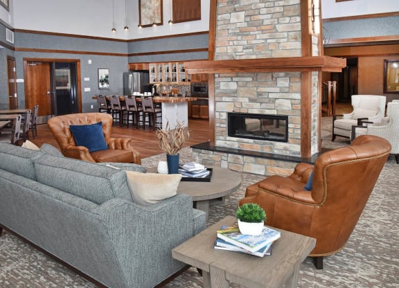 Clubroom With Fireplace at The Legends of Cottage Grove 55+ Apartments, Cottage Grove