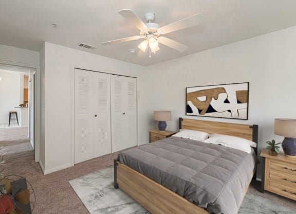 Virtually Staged Bedroom at Pinewood Apartments, Houston, TX 77396