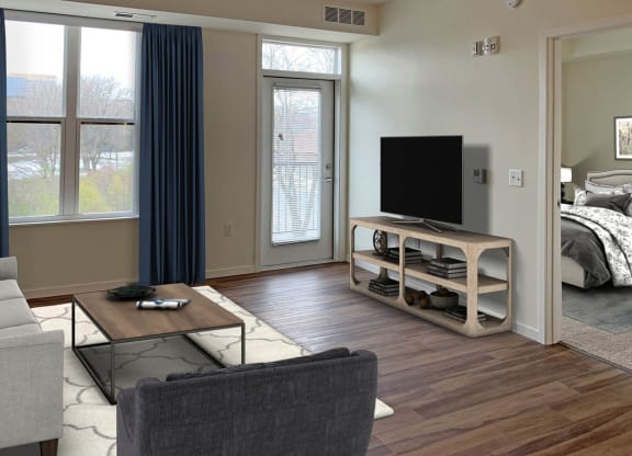 Living room area at Preserve at Shady Oak Apartments, Minnetonka , MN
