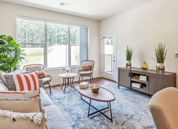 Living Room at Stonepointe 55+ Apartments, Lithonia 30058