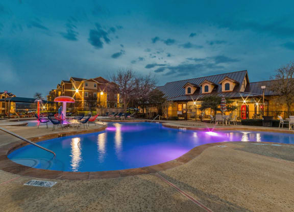 Pool View In Night 